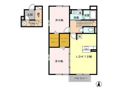 プレミール・カーサ A(2LDK/2階)の間取り写真