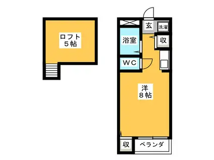 ウッディハウスA(ワンルーム/2階)の間取り写真