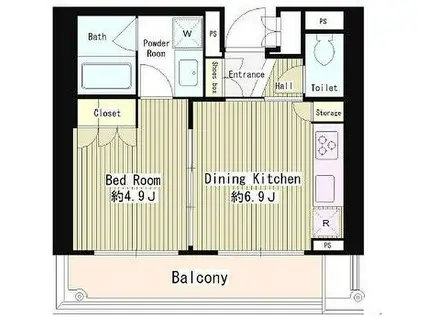 MMガーデン(1DK/4階)の間取り写真