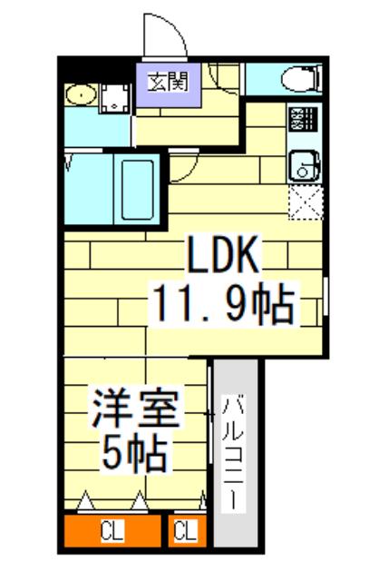 フジパレス服部西町II番館(1LDK/3階)の間取り写真