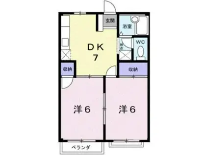 サンハイツ沖野上(2DK/2階)の間取り写真