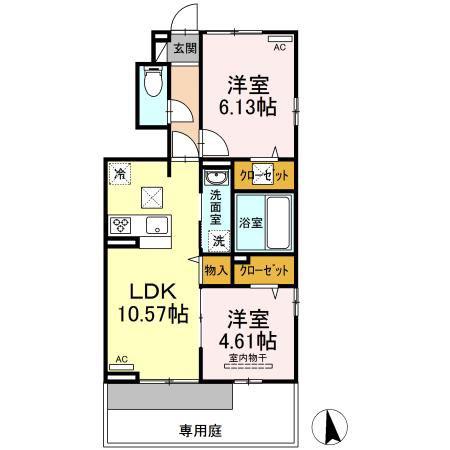 セジュールエクラ A棟(2LDK/1階)の間取り写真