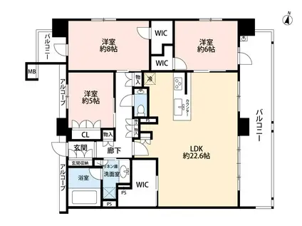 プレサンス ロジェ 名駅南(3LDK/15階)の間取り写真