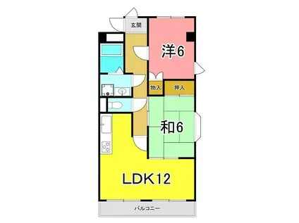 ヴィラパストラルI(2LDK/2階)の間取り写真