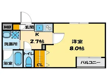 カーサ・レガーロ(1K/3階)の間取り写真