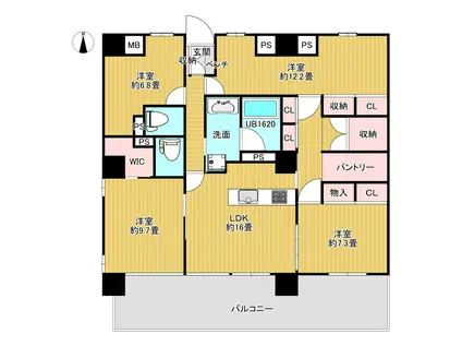 ポレスタータワー高田(4LDK/16階)の間取り写真