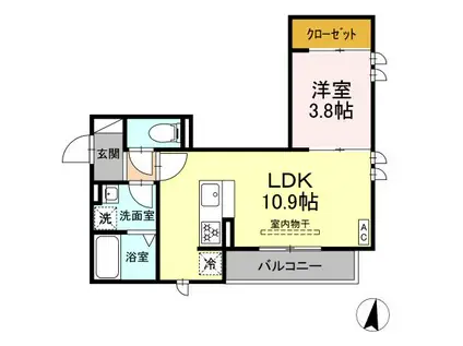 D-CRINUM 下土狩(1LDK/2階)の間取り写真