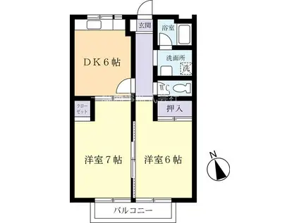 エスペランサA(2DK/2階)の間取り写真