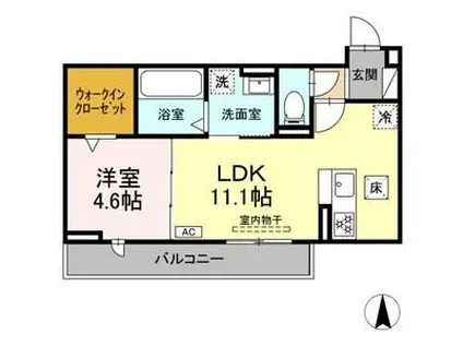 コンフォート椛(1LDK/1階)の間取り写真