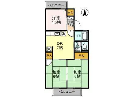 セジュール ポロア(3DK/1階)の間取り写真