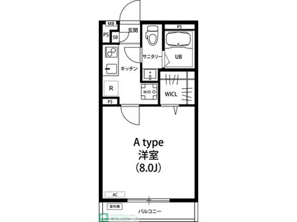 リブリ・薬園台(1K/1階)の間取り写真