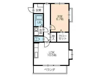 桜ケ丘LUCKHILL(1LDK/3階)の間取り写真