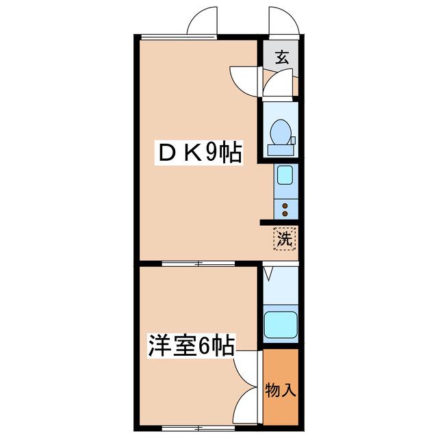 ハイツ中村A(1DK/2階)の間取り写真