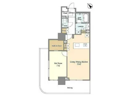 フロンティア新宿タワー(1LDK/8階)の間取り写真