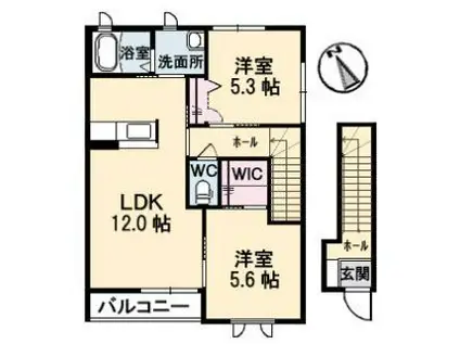 シャーメゾン天生津(2LDK/2階)の間取り写真