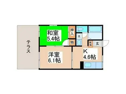 グレースヒルズ(2K/1階)の間取り写真