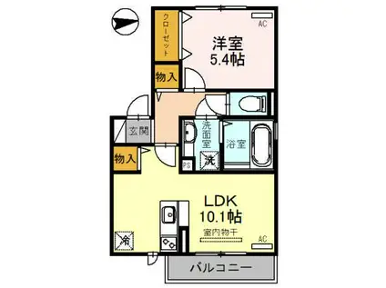 ハイツ・リヴェール(1LDK/2階)の間取り写真