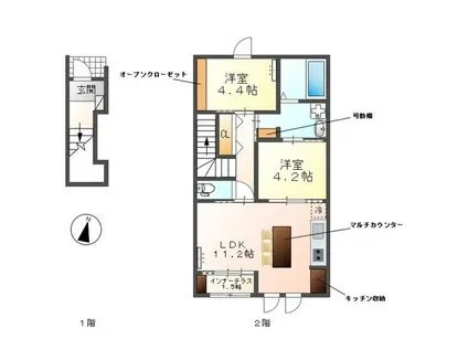 セピア・スイート(2LDK/2階)の間取り写真