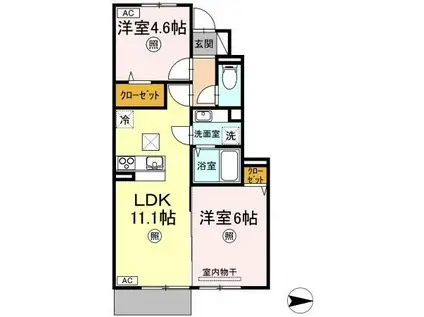 レガーロIV B棟(2LDK/1階)の間取り写真