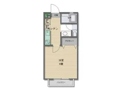 アビターレS(1K/2階)の間取り写真