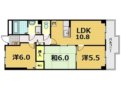 ラポート小林(3LDK/5階)の間取り写真