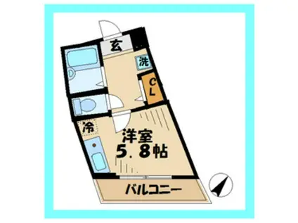 フォセット(ワンルーム/1階)の間取り写真