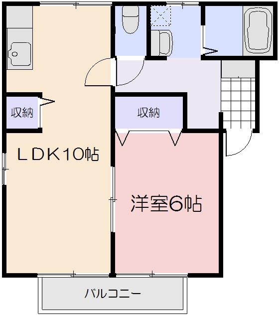 スカイガーデン関(1LDK/2階)の間取り写真