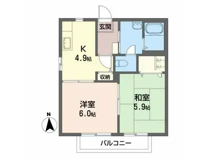 アインマールD(2K/2階)の間取り写真