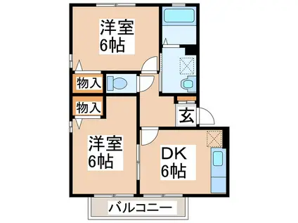 プレミール乙姫(2DK/2階)の間取り写真