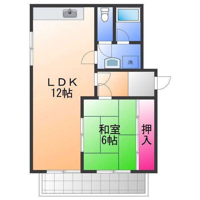 小松里マンション(1LDK/4階)の間取り写真
