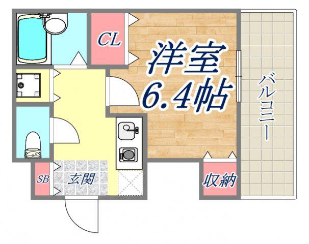 カーサ神戸下山手(1K/6階)の間取り写真