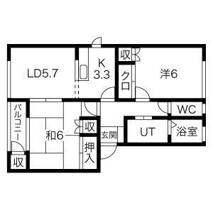グランデ本館2番館(2LDK/2階)の間取り写真