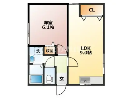 エイケンビル(1LDK/1階)の間取り写真