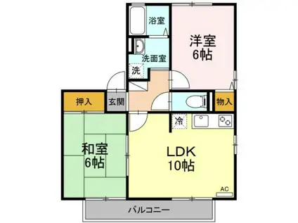 ハイカムール東橋本(2LDK/1階)の間取り写真