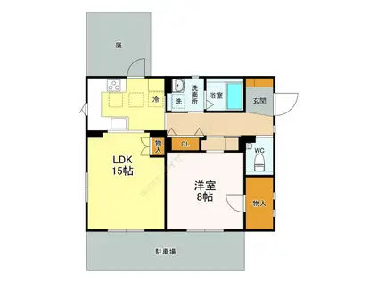 ブルーシャトー(1LDK/1階)の間取り写真