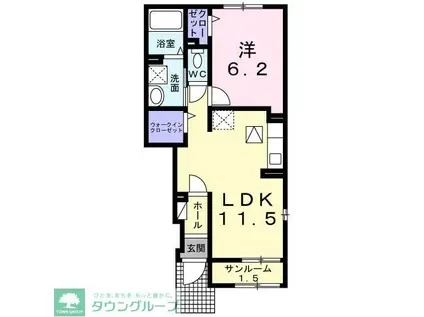 ヴィルコメン(1LDK/1階)の間取り写真