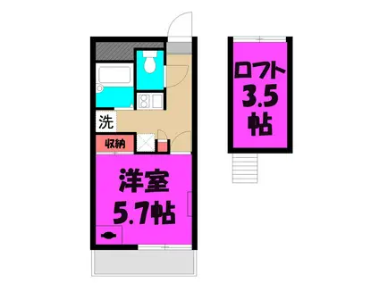 けやき2(1K/3階)の間取り写真