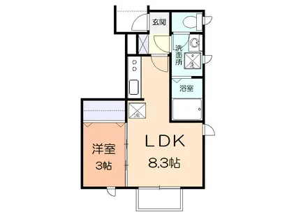 ローズ ココ(1LDK/1階)の間取り写真
