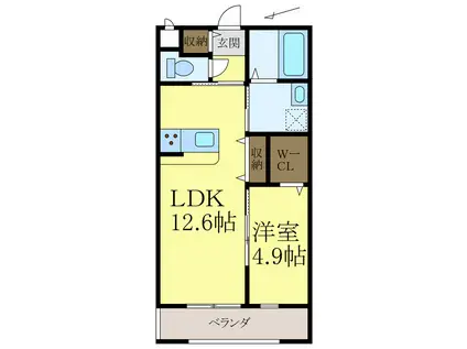 クラウンハイツ次郎丸(1LDK/2階)の間取り写真