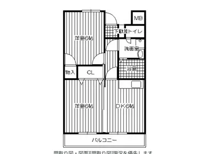 ヴィラホスピット(2DK/3階)の間取り写真
