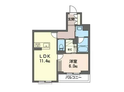 グランレーヴ上小町(1LDK/1階)の間取り写真