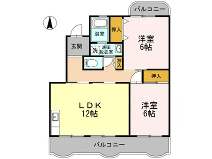 ハビテーションWADAII(2LDK/2階)の間取り写真