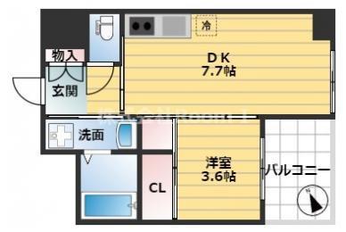 アリス・マナーガーデン谷町(1DK/2階)の間取り写真