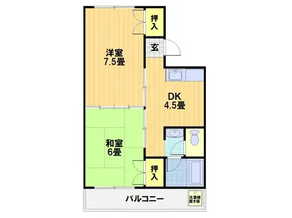 コーポアクエリアス(2DK/2階)の間取り写真