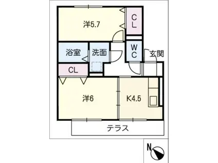 エステート松崎C(2K/1階)の間取り写真