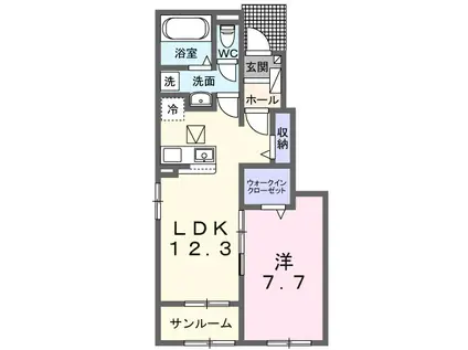 グラース ミー(1LDK/1階)の間取り写真