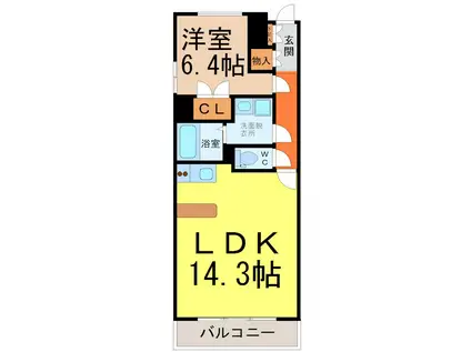 レジディア久屋大通II(1LDK/7階)の間取り写真