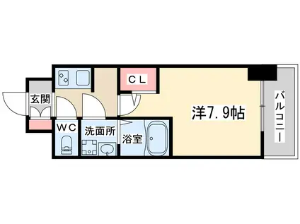 ラドゥセール西天満(1K/6階)の間取り写真