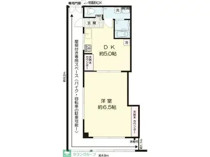 興栄コーポ(1DK/1階)の間取り写真