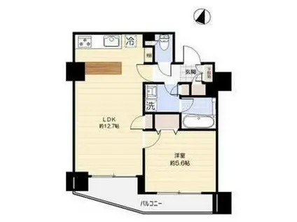 メインステージ九段下(1LDK/12階)の間取り写真